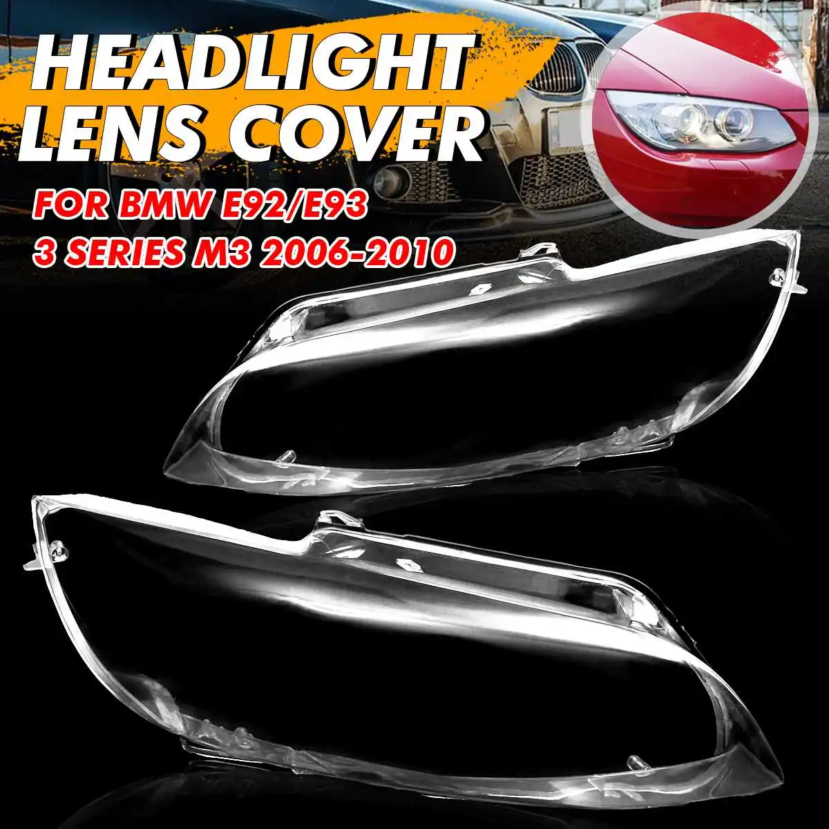 

1 Pair Left Right Car Headlight Headlamp Clear Lens Replacement For BMW E92 E93 M3 Coupe Convertible 2006 2007 2008 2009 2010