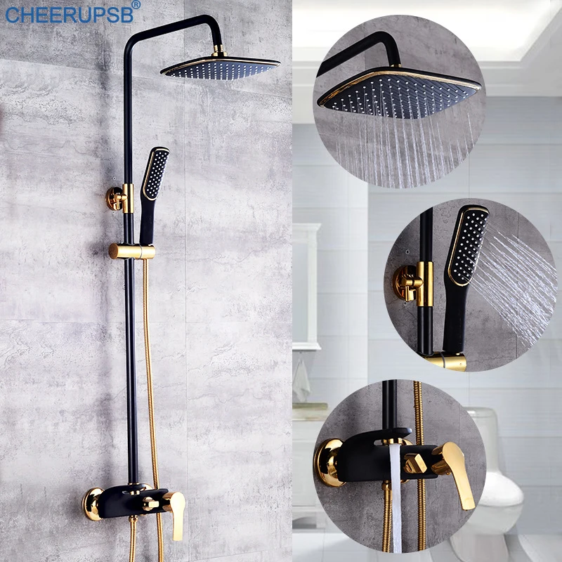 Набор для душа черный дождевой системы белый смеситель горячей и холодной ванны