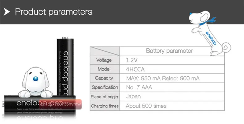 Panasonic Лидер продаж AAA предварительно заряженные аккумуляторные батареи 1,2 V 950mAh Ni-MH батарея eneloop