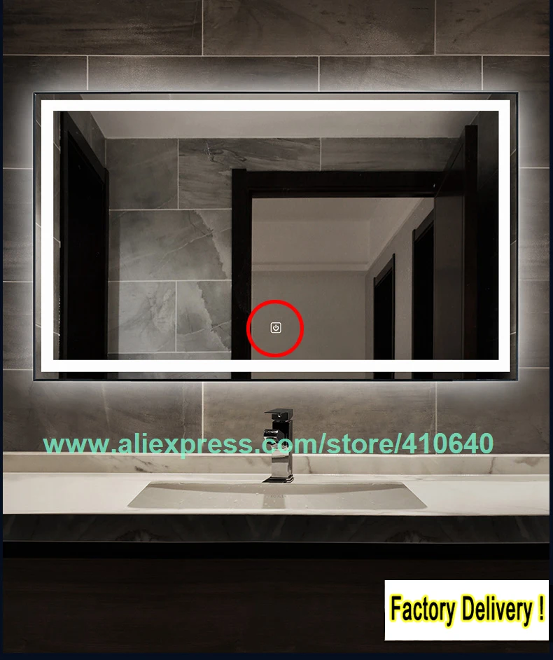 Переменный ток 220 В светильник с сенсорным выключателем зеркало для ванной
