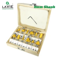 lavie 12pcs 8mm router bit set trimming straight milling cutter wood bits tungsten carbide cutting woodworking trimming mc02006