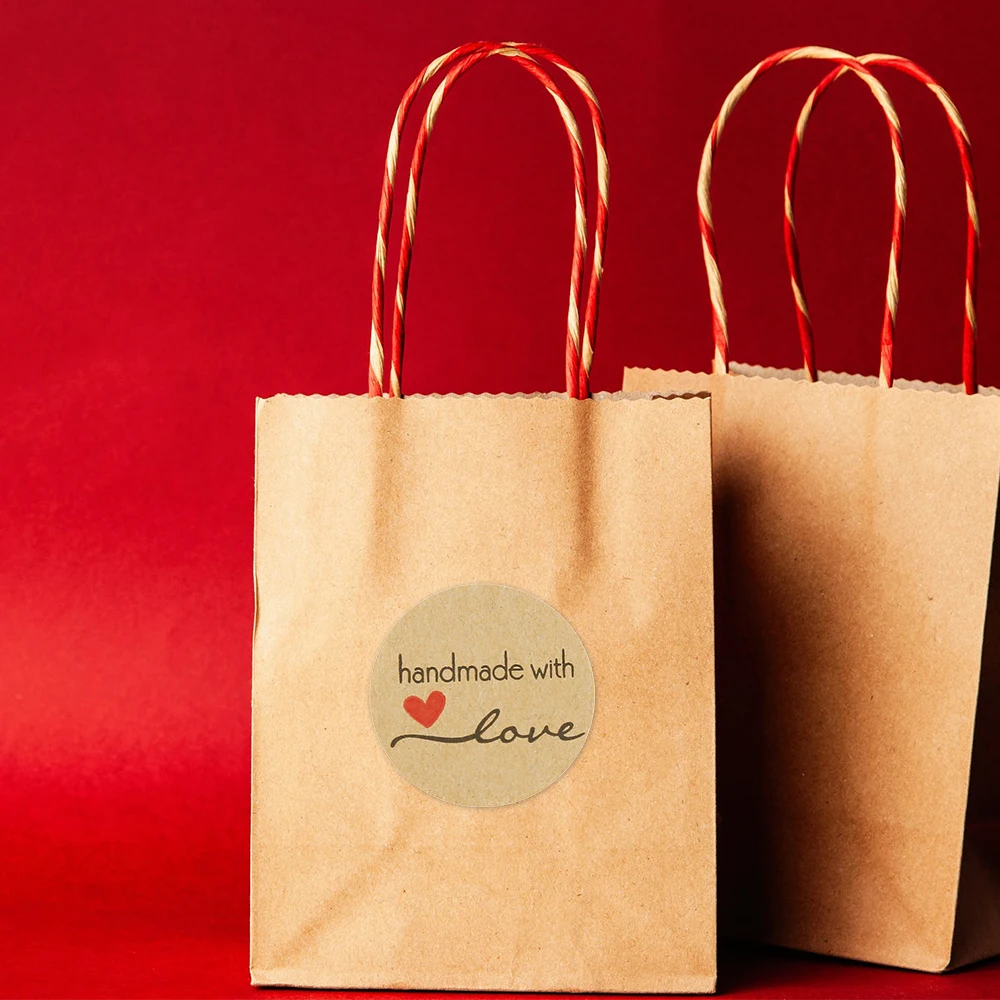 500 этикеток в рулоне круглый натуральный Крафт Спасибо стикер s этикетки для