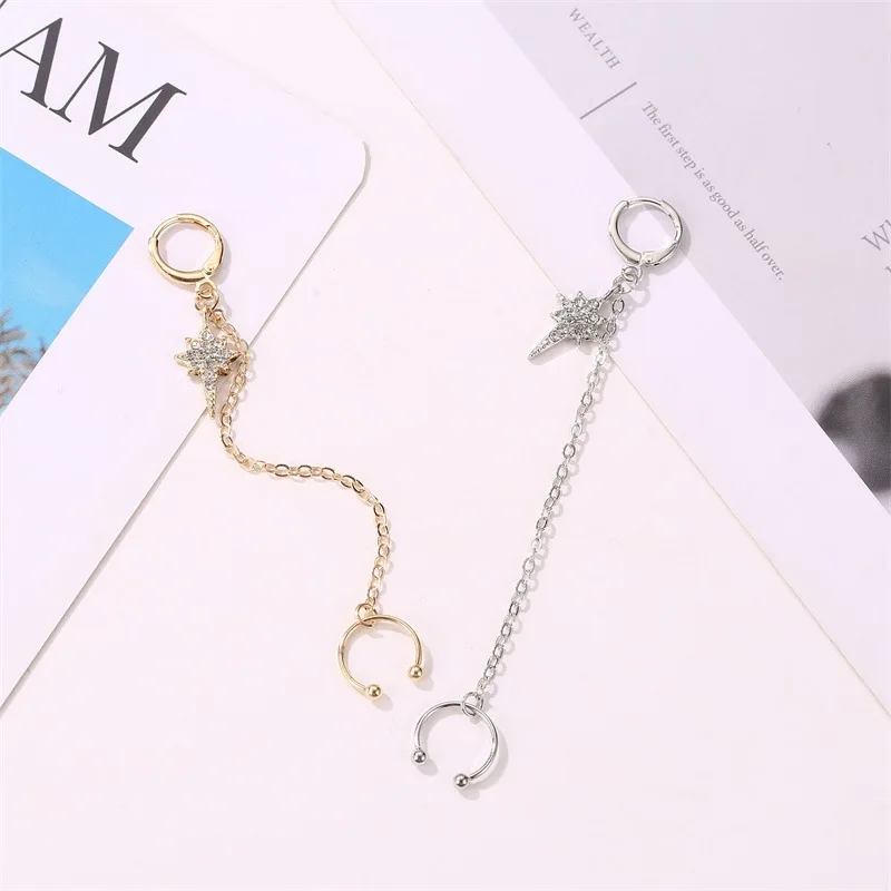 

Long Tassel Ear Cuff Earrings for Women Crown Ear Line Ear Bone Clip Fashion Jewelry Alloy Chain Dangle Earrings Drop Earrings