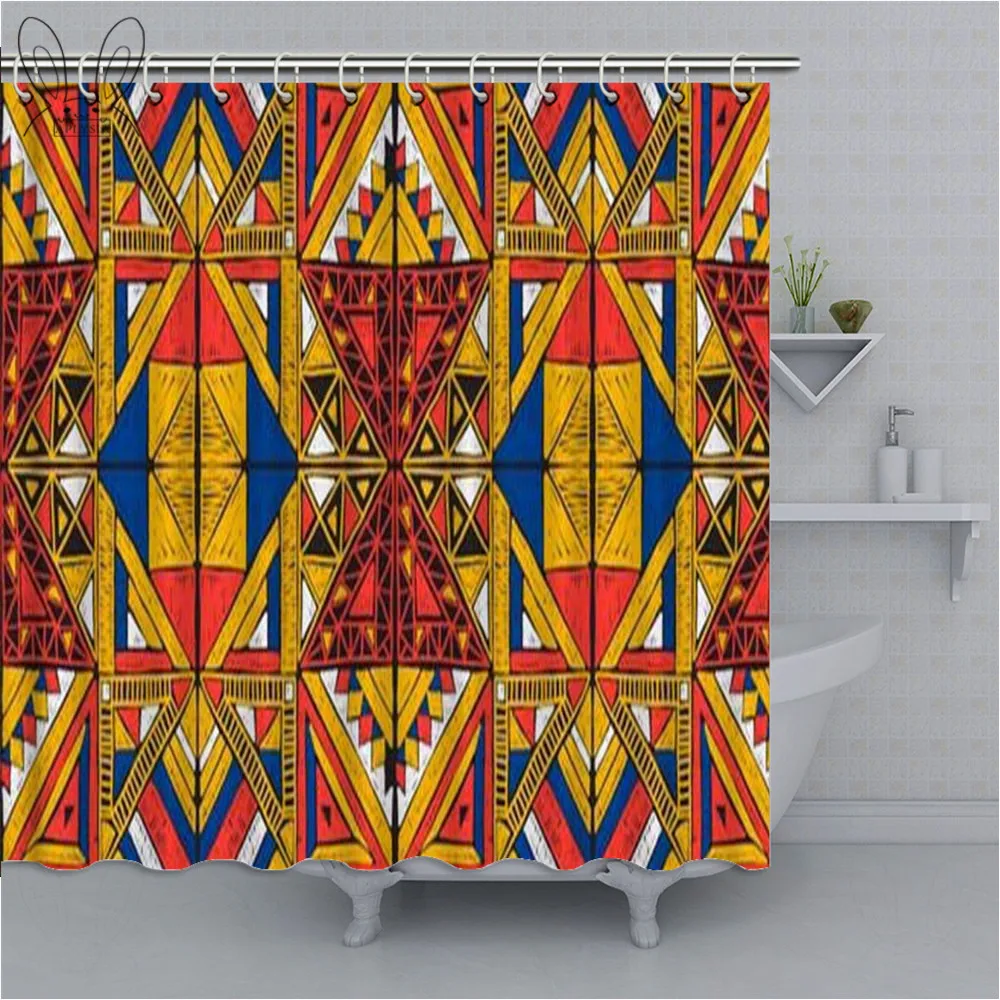 Бесшовная занавеска для душа в африканском стиле шевроны водонепроницаемая