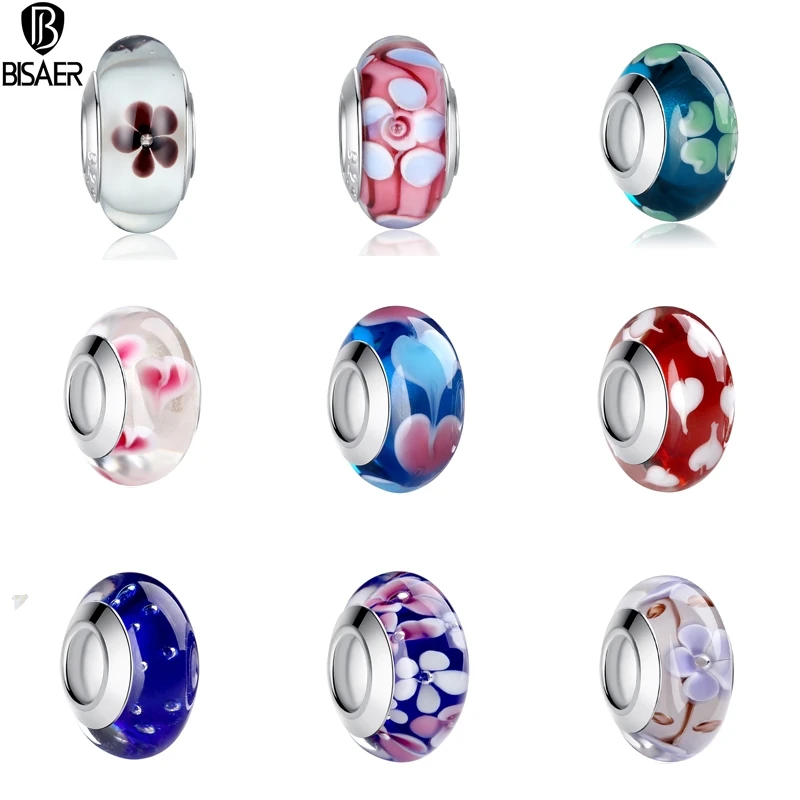 Бисаер бусины из стерлингового серебра 925 ювелирные изделия стеклянные Lampwork для