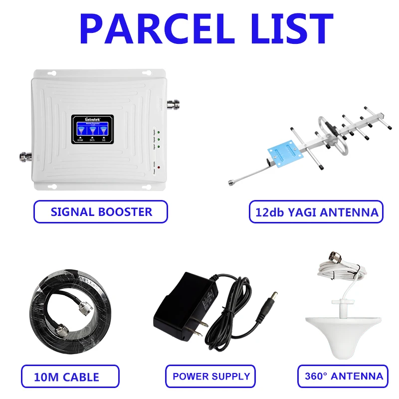 

Lintratek GSM 2G 4G Signel Repeater Tri band Mobile Phone 900 1800 2600 Booster B7 2600 LTE Network Cellular Amplifier Full Kit