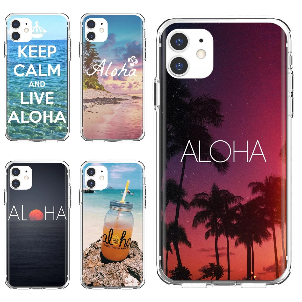 

Soft Skin Cover Flower-Aloha-Palm-Trees-Beach-Art For Apple iPhone 10 11 12 Pro Mini 4S 5S SE 5C 6 6S 7 8 X XR XS Plus Max 2020