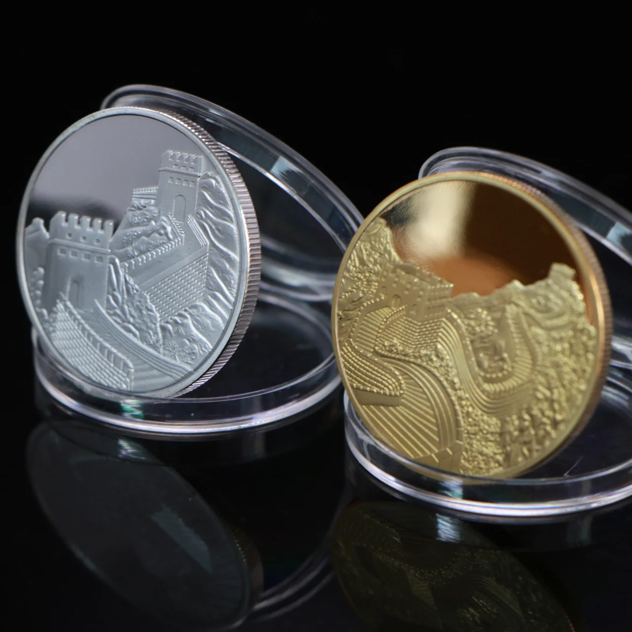 Памятные монеты Великая стена Китая музей культуры памятные с золотым и