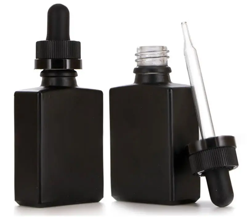 

200 шт. 30 мл бутылка-капельница для жидкости с матовым черным стеклом квадратный прочный и многоразовый контейнер для эфирных масел SN441