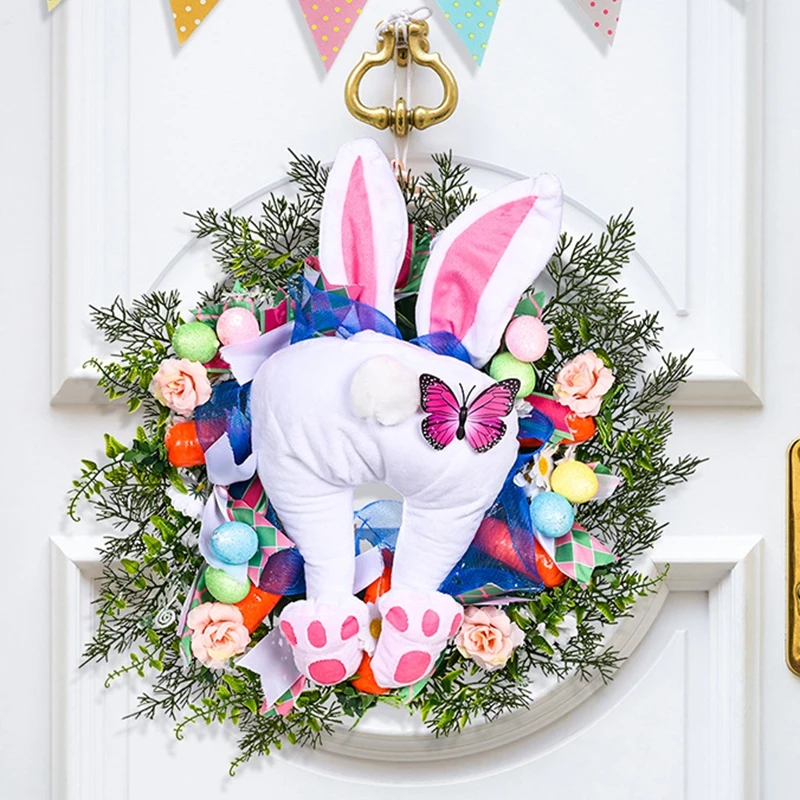 

Wreaths Garlands Thief Easter Rabbit Wreath Easter Decoration Easter Thief Bunny Garland Home Door Flowers Wreath 40*50cm