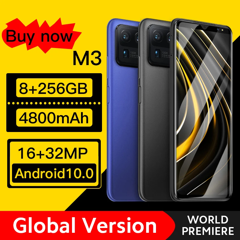 Смартфон глобальная версия M3 8 + 256 ГБ 6 1 дюйма Android 10 0 4800 мА · ч|Бамперы| |