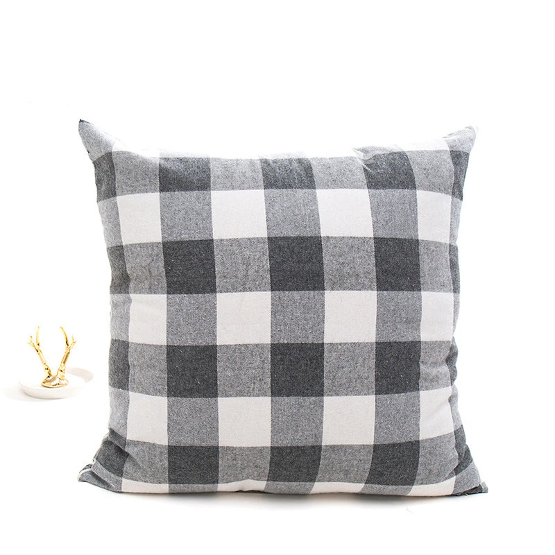 Современная Скандинавская серая красная клетчатая искусственная Подушка