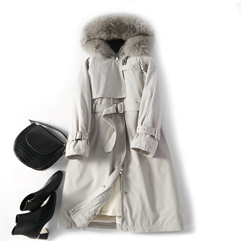 Женский пуховик с капюшоном Janveny Толстая теплая длинная парка на 90% белом утином