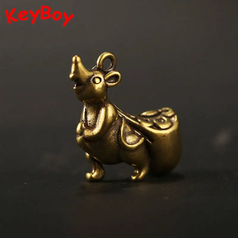 Ретро Медные Брелоки для ключей Feng Shui mouse Висячие ювелирные изделия из латуни