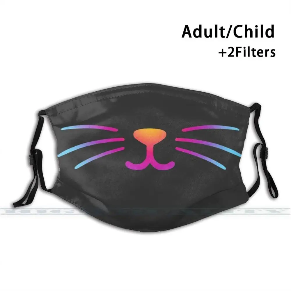 

Rainbow Cat Smile Fashion Print Reusable Funny Pm2.5 Filter Mouth Face Mask Cat Whiskers Smile Mouth Mask Rainbow