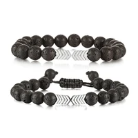 new volcanic lava stone essential oil diffuser bracelets natural stone arrow beads braided bracelet for men women chakra jewelry
