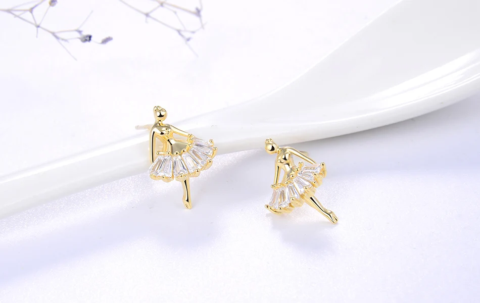 ORSA JEWELS, Чистое Серебро S925 пробы, серьги-гвоздики для балета, АААА, кубический циркон, Женский балетник, модное ювелирное изделие SE181