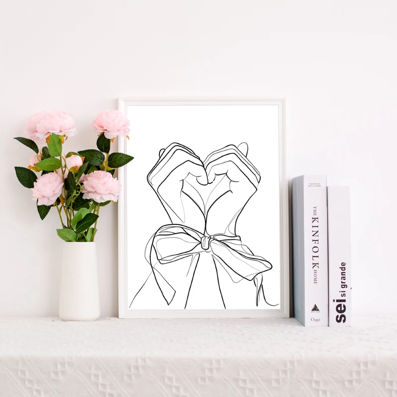 Holding Hands One Line Drawing Art Canvas Print Romantic Poster Couple Gifts Abstract Painting Picture Bedroom Wall Decor | Дом и сад