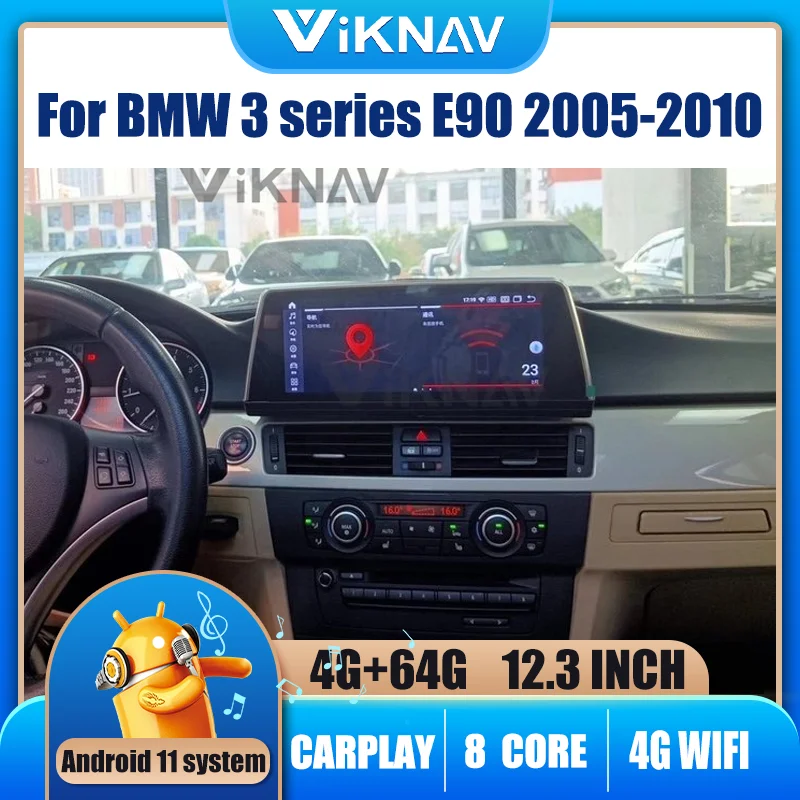 

12.3 inch Android 11 car radio For BMW 3 series E90 2005-2010 GPS navigation with screen DVD multimedia Carplay Head Unit 256GB