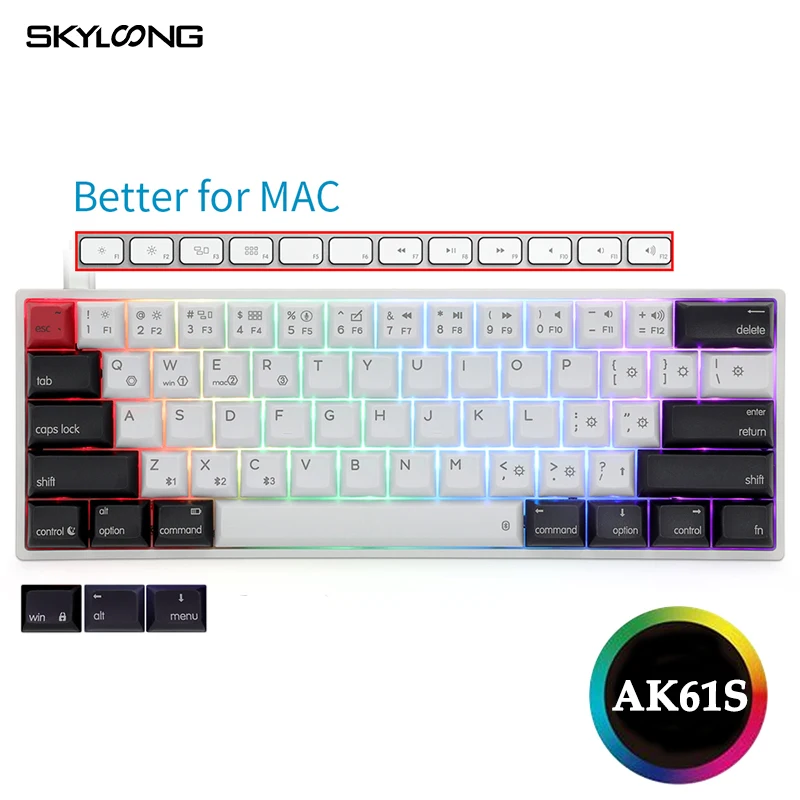 

SKYLOONG AK61S Mechanical Keyboard Bluetooth Wireless Mini Portable Hot Swap RGB Backlit Red Blue Brown Switch Game Accessories