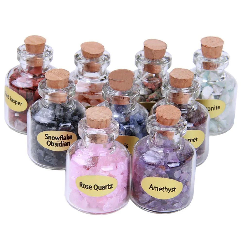 9 шт./компл. мини бутылочки из камней Натуральный Полудрагоценный кристалл