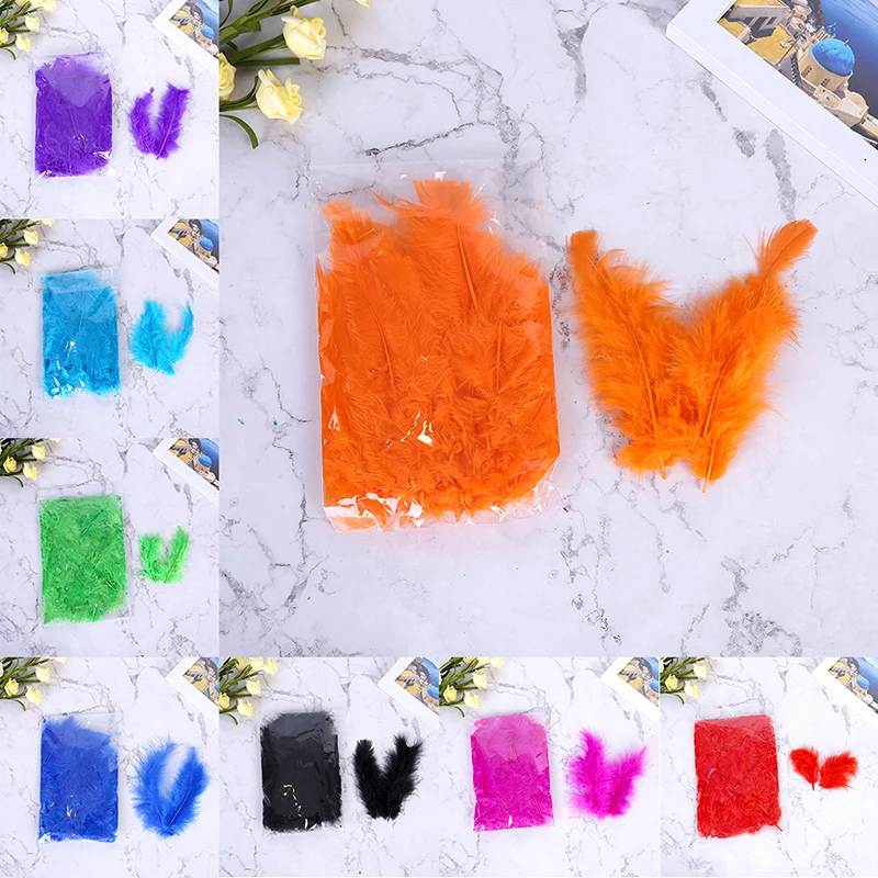 

100PCs Multicolor Feathers Puffy Wedding Dress DIY Christmas Gift Box Filler Decoration Craft Accessories 7-10 cm
