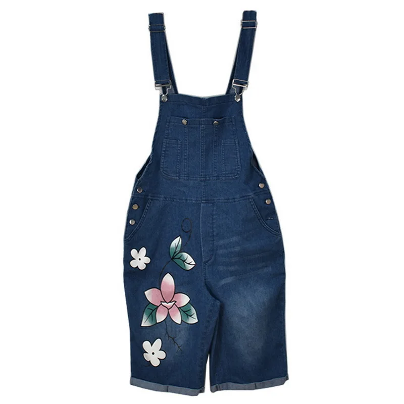 

Women Denim Jumpsuit Sleeveless Overalls High Waist Jeans Floral Pant Long Trouser Frayed Jeans Women Romper Women Jumpsuits