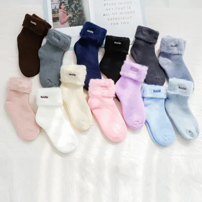 

Разноцветные Женские мягкие пушистые кашемировые плотные зимние теплые носки бархатные хлопковые носки для снега термоноски для сна