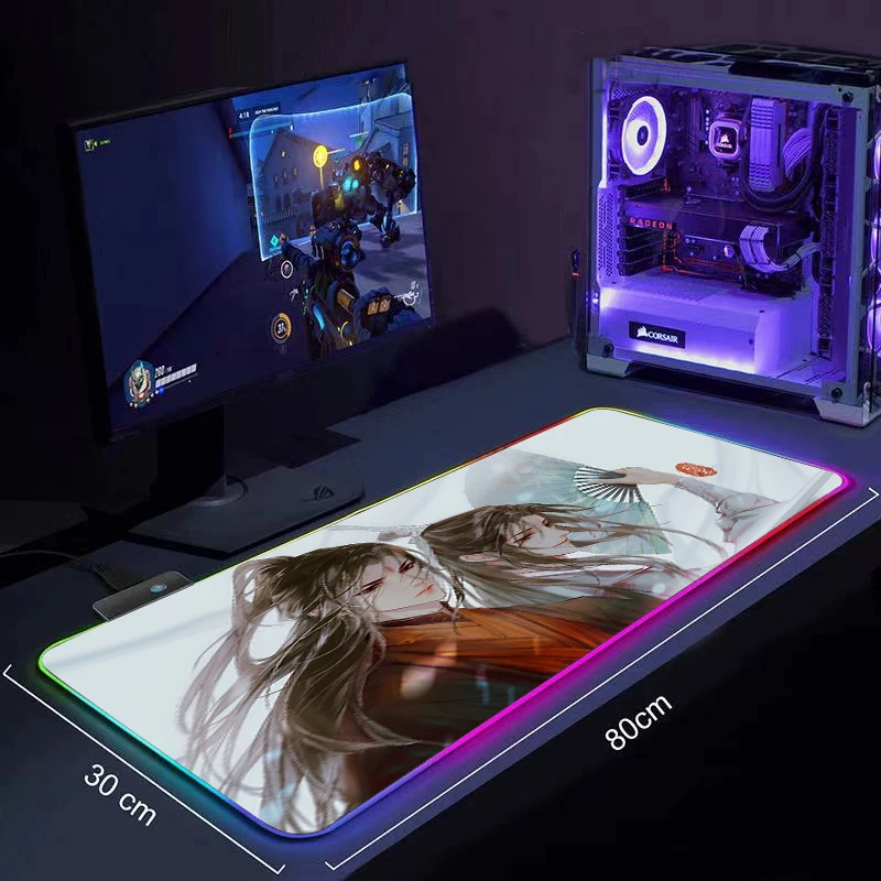 

Scum Villain's Self-Saving System Large Anime Mousepad RGB Computer Mouse Pad Gamer Mause Pad LED Backlit Mat Keyboard Desk Mat