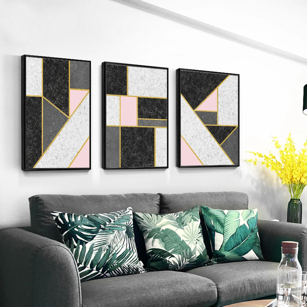 Современные фотографии минимализм розовый геометрический постер и печать на