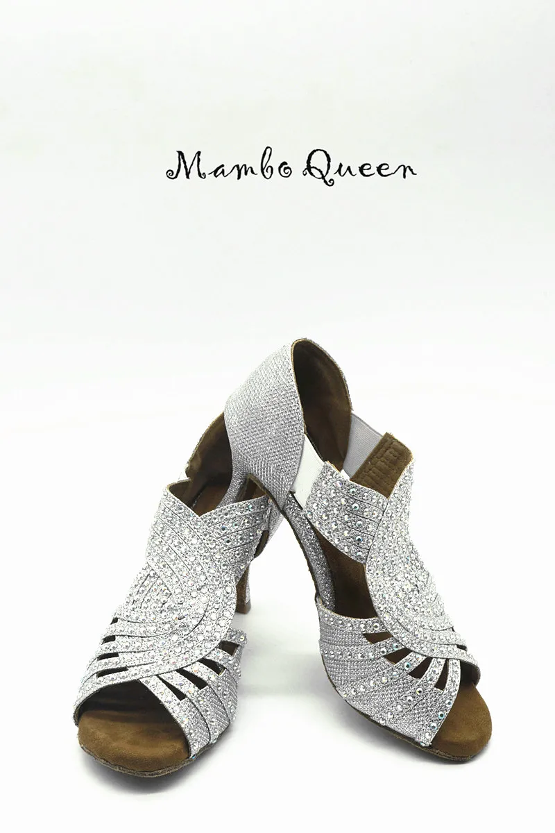 Женские туфли для латиноамериканских танцев Mambo queen Обувь бальных серебристые