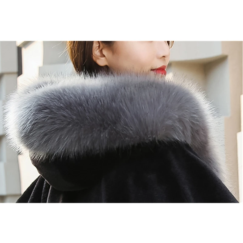 

size Autumn Winter Women Big Long sleeves Mink rabbit hair Faux fur Coats New Fashion Warm Thicken Pockets Female Outwear C 727