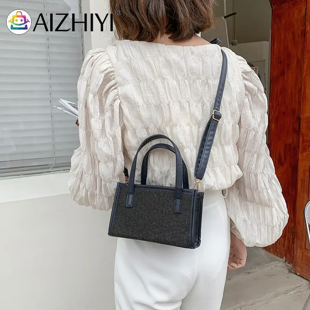 

2021 Vintage Women PU Leather Canvas Soft Women Designer Handbag Crossbody Bag Ladies Pure Colro Shoulder Bags