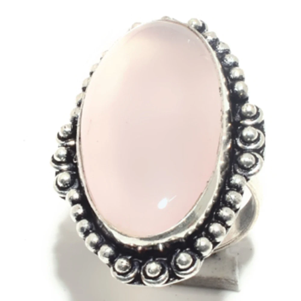 

Кольцо с розовым кварцем и серебряным покрытием из меди, американский Размер 9,75, R5806