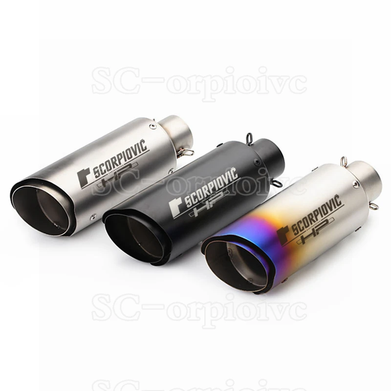 Inlet: 51mm / 61mm Universal Motorcycle Exhaust Muffler Pipe Escape Moto right and left For Yamaha Honda KTM Kawasaki Ducati |