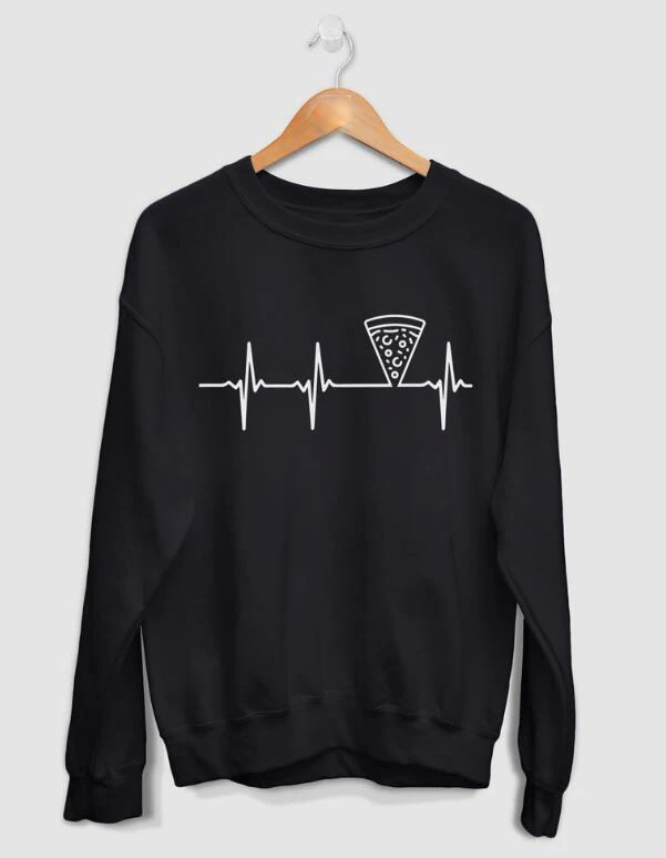 Свитшот с изображением пиццы и сердцебиения забавные женские свитшоты