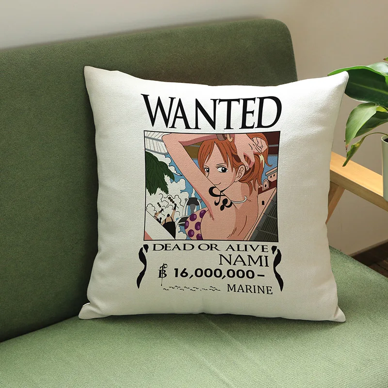 

45*45cm One Piece Luffy Pillow fashion print anime pillow Cartoon linen cushion cover are customized Decorative pillows 2021 new