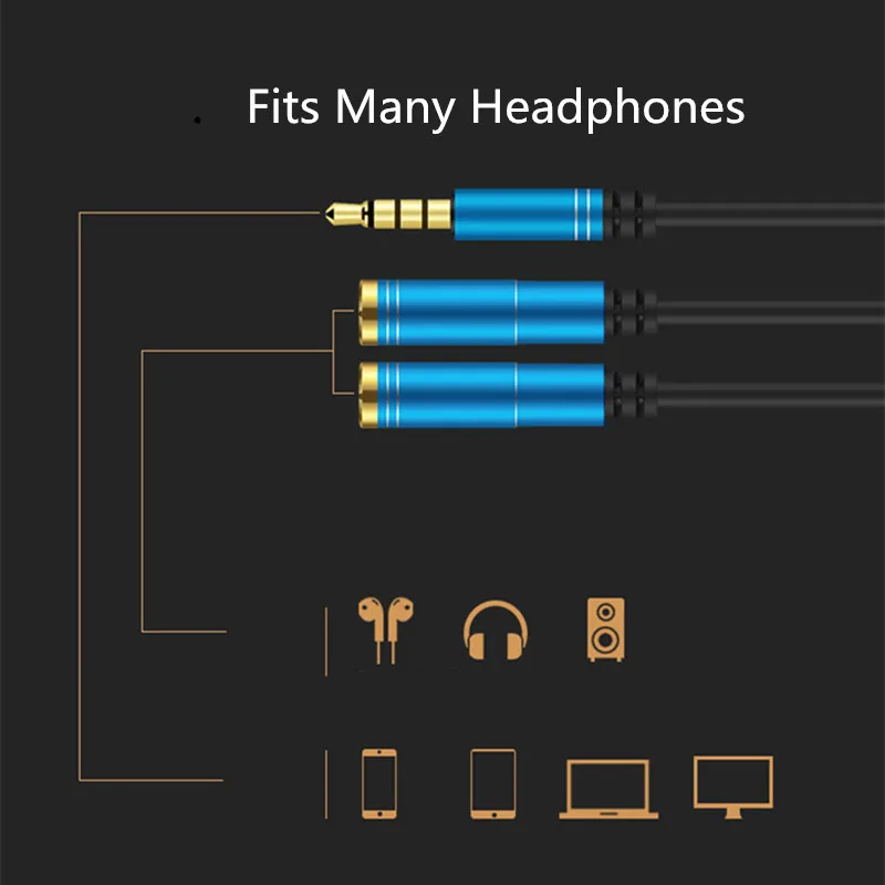 Разделяющий аудиокабель для пар Разветвитель наушников совместим с