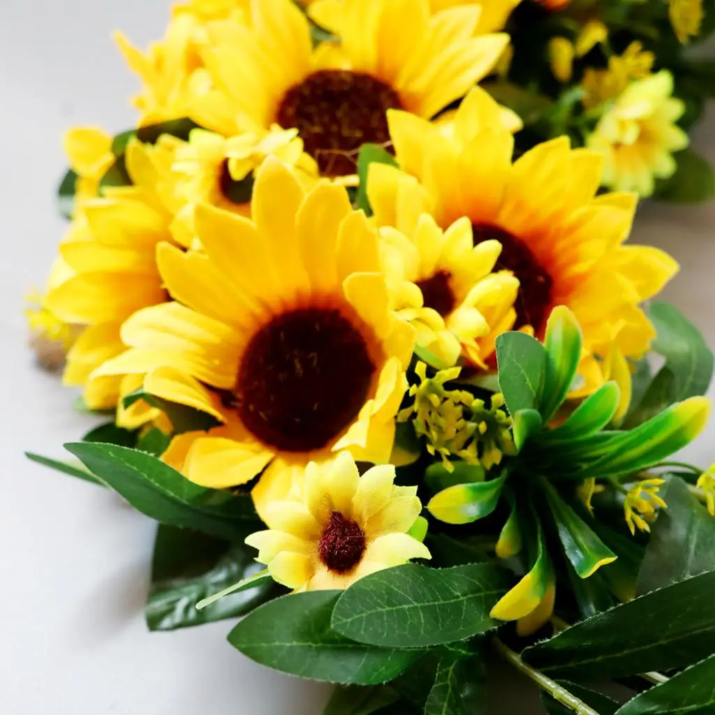 Венок для передней двери Искусственный Подсолнух арка украшения стен венок