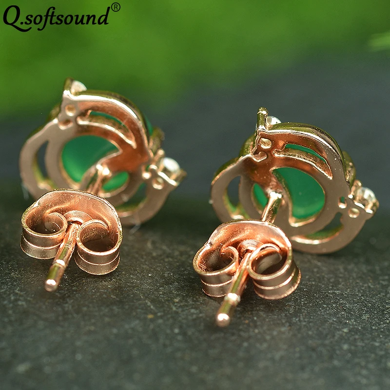 Женские серьги-гвоздики в форме цветка Chrysoprase винтажное ювелирное изделие цвета