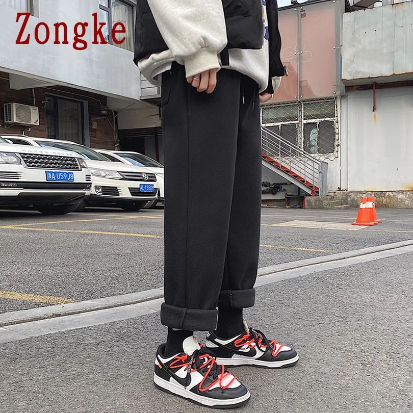 

Zongke Solid Fleece Casual Pants Men Korean Style Streetwear Men Joggers Sweatpants Trousers Mens Pants Harajuku 2XL 2021
