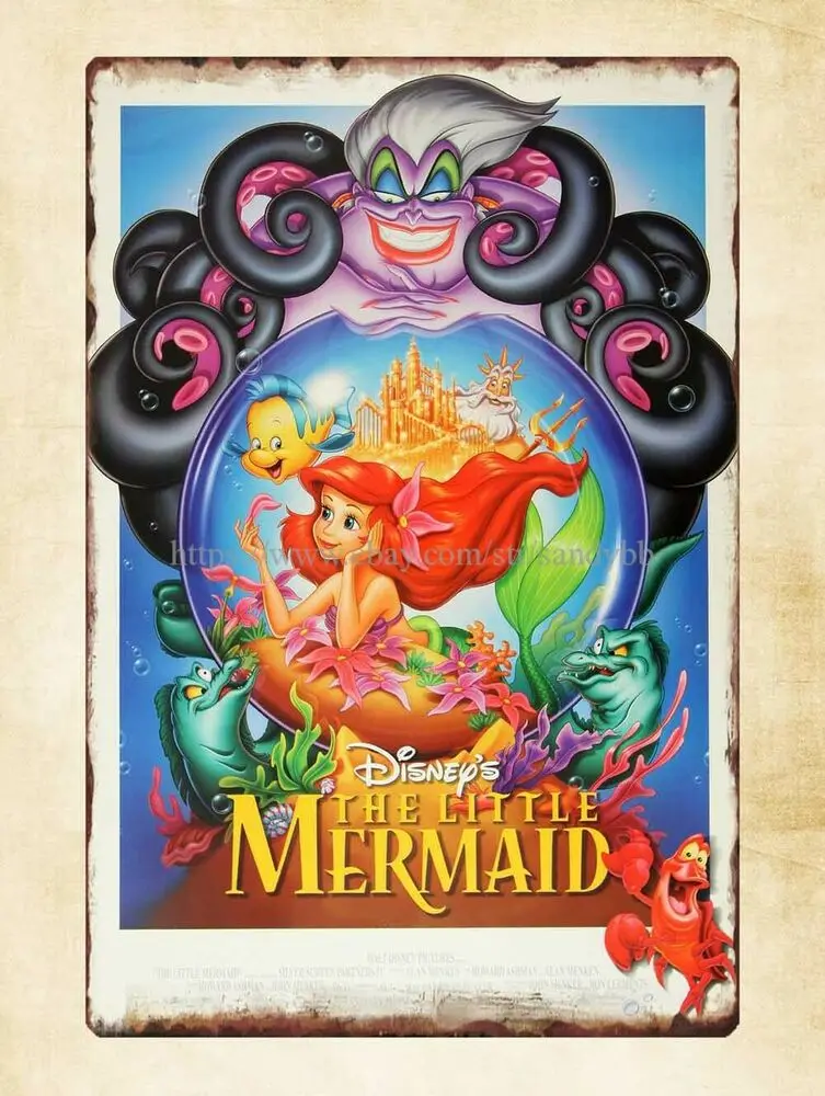 Домашняя кухня стена искусство гостиная маленькая Русалочка металлический