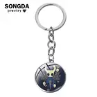 SONGDA мода мультфильм насекомых полые брелоки рыцарь игра сувенир ручной работы с фокусным расстоянием 25 мм стекло кабошон с фото Сплав Длинная цепочка для ключей