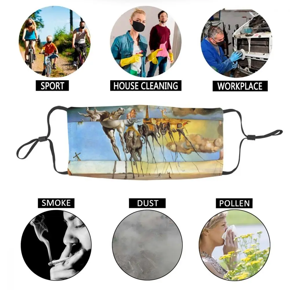 

Salvador Dali Surrealism Art Reusable Face Mask Anti Haze Dustproof Mask Protection Cover Respirator Mouth Muffle