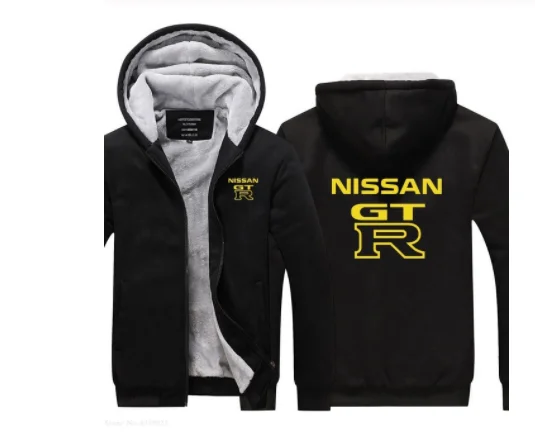 Зимние теплые толстовки новые мужские с длинным рукавом Nissan GTR Толстовка