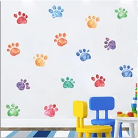 colored funny cartoon dog paws wall sticker animal footprints wall decals for kids room diy nursery decoration wallpapers