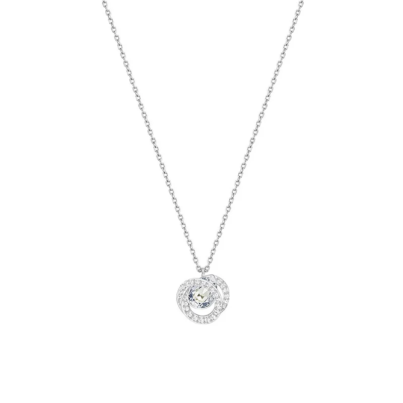 

Fashion SWA GENERATION Necklace Charming Spiral Pear Shaped Decoration Crystal White Gold Necklace Female Trend Romantic Gift