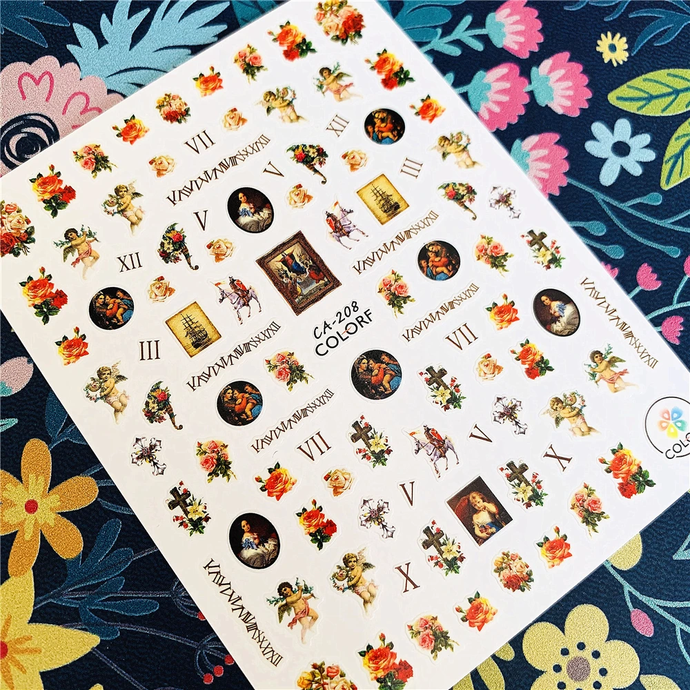Newest HANYI-34 Jesus 3d nail art sticker decal stamping export japan designs rhinestones decorations |