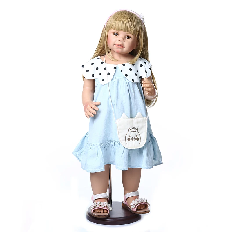 Оригинальный NPK новинка 70 см большое для маленьких девочек блонд с длинными