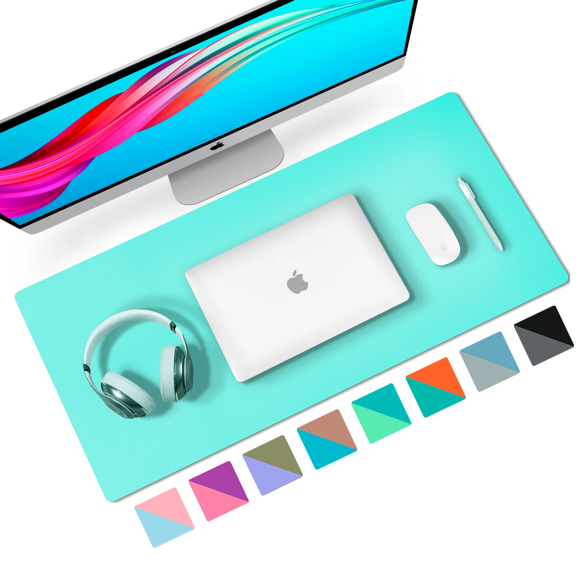 double side pu leather desk pad mat computer table keyboard mat gaming mouse pad large laptop mat gamer mousepad for office free global shipping